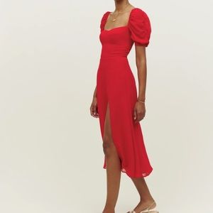 REFORMATION Bandit Midi Dress - Cherry